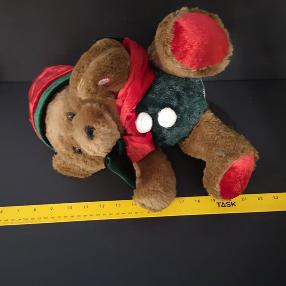 Animated Christmas Brown Bear Red/Green Hat & Scarf Sings & Cheeks Light Up - Picture 8 of 8